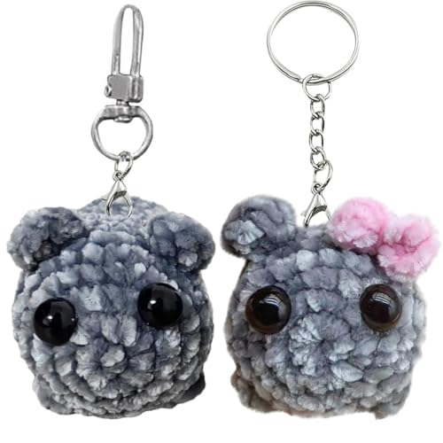Trauriger Hamster Schlüsselanhänger, 2 Stück Sad Hamster Meme, Trauriger Hamster Schlüsselanhänger, Handgestrickte Sad Hamster Kuscheltier, für freunde, Einschulung Geschenk, Weihnachtsgeschenke von GYCAQAC