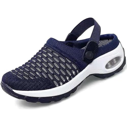 GYCF Air Cushion Bequeme Slip-On Schuhe Sandalen Wanderschuhe für Damen,Orthopädische Diabetiker Turnschuhe,Atmungsaktive Slip-On-Sneaker für Damen,Blau,35EU von GYCF