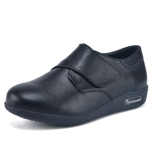 GYCF Diabetikerschuhe Extra Weit Schuhe Lederschuhe,Senioren Schuhe Lederschuhe Herren Damen Diabetiker Hausschuhe, Spezialschuh Gesundheitsschuhe,Schwarz,41EU von GYCF