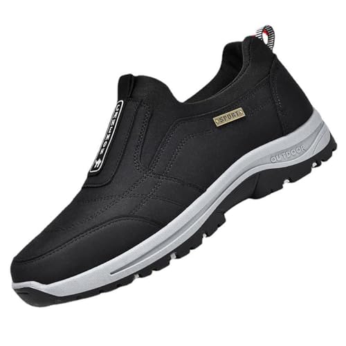 GYCF Herren Wanderschuhe, Orthopädische Schuhe, Outdoorschuhe, Freizeitschuhe, Wasserdicht, Extra Weit, Leinenschuhe, Trekking Schuhe, Schwarz, 46 EU von GYCF