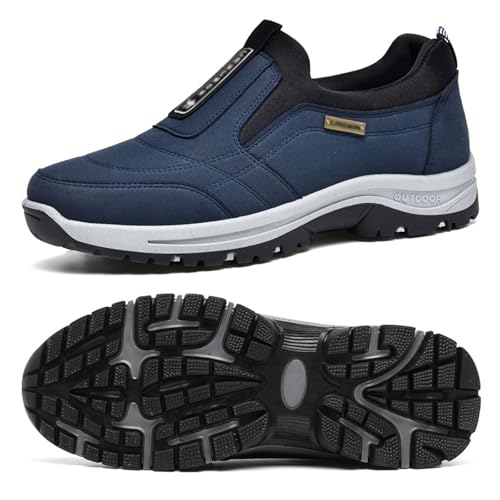 GYCF Herren Wanderschuhe,Orthopädische Schuhe,Extra Breite Schuhe Slip On Walking Schuhe mit Fußgewölbestütze,Leichte Outdoor Schuhe Arbeitsschuhe,Blau,43EU von GYCF