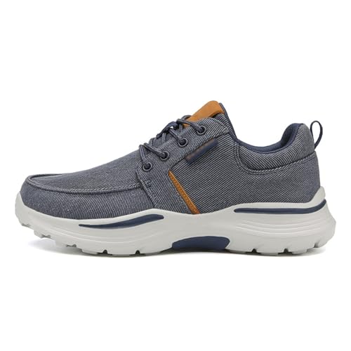 GYCF Leichte Casual Mokassin Schuhe,Sommer Mokassin Canvas Lässige Barfussschuhe Schuh,Reinschlüpfen Casual rutschfeste Komfort Klassisch Sneaker Schuhe,Blau,41EU von GYCF