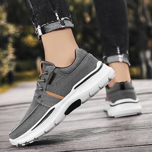 GYCF Leichte Casual Mokassin Schuhe,Sommer Mokassin Canvas Lässige Barfussschuhe Schuh,Reinschlüpfen Casual rutschfeste Komfort Klassisch Sneaker Schuhe,Grau,39EU von GYCF