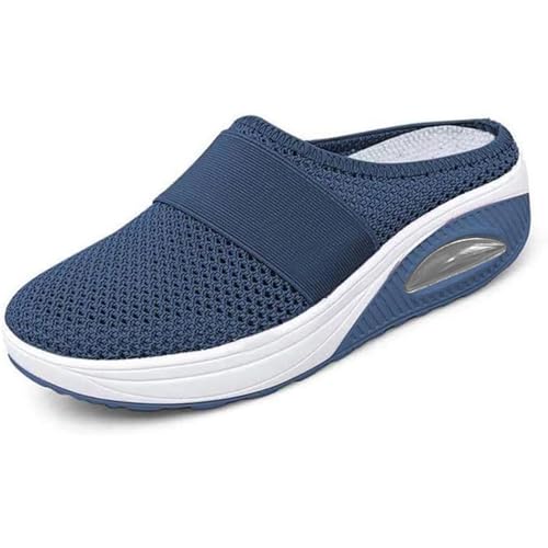 GYCF Orthopädische Slipper,Luftkissen-Slip-On-Wanderschuhe Für Damen,Diabetiker Wanderschuhe Mit Fußgewölbeunterstützung Für Frauen Sandalen,Blau,40EU von GYCF