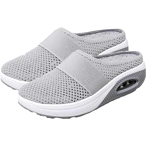 Orthopädische Damenschuhe,Slip-On-Wanderschuhe Turnschuhe Freizeit Mesh Bequeme Schuhe Damen Sneakers Sandalen Sportschuhe Laufschuhe,Grau,41EU von GYCF