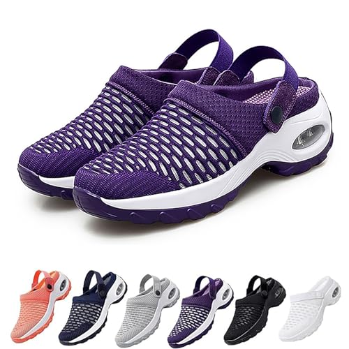 Orthopädische Turnschuhe,Atmungsaktive Orthopädische Slip On Sneaker für Damen mit Leichtem Luftpolster,Wanderschuhe Sandalen mit Fußgewölbestütze,Lila,38EU von GYCF
