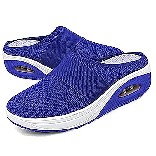 Air Cushion Slip-On Walking Shoes Orthopädische Diabetiker-Wanderschuhe, orthopädische Schuhe für Damen, atmungsaktiv, lässig, Luftkissen, Schlupfschuhe, Outdoor-Walking-Sneaker,Dark Blue,41EU von GYCS