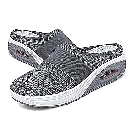 Air Cushion Slip-On Walking Shoes Orthopädische Diabetiker-Wanderschuhe, orthopädische Schuhe für Damen, atmungsaktiv, lässig, Luftkissen, Schlupfschuhe, Outdoor-Walking-Sneaker,Dark Gray,41EU von GYCS