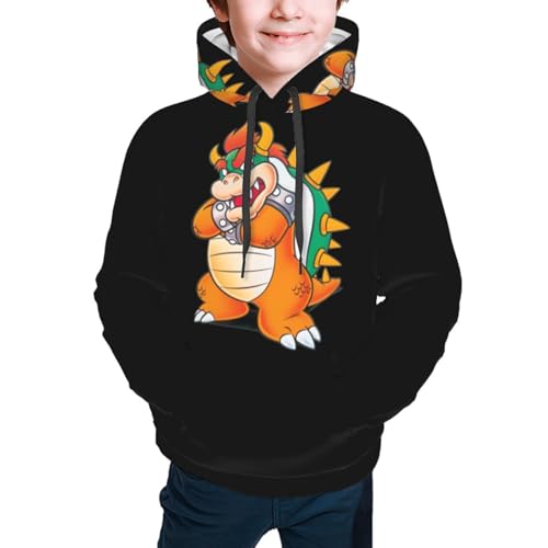 GYDJYWFRN Bowser Koopa Kinder Hoodies Sweatshirt Für Teenager Mädchen Jungen Langarm Niedlichen Hoodies Pullover Tops von GYDJYWFRN