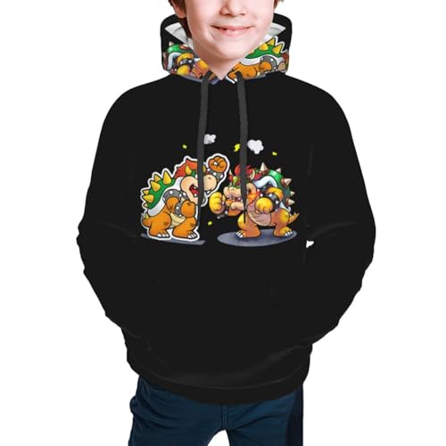 GYDJYWFRN Bowser Koopa Kinder Hoodies Sweatshirt Für Teenager Mädchen Jungen Langarm Niedlichen Hoodies Pullover Tops von GYDJYWFRN