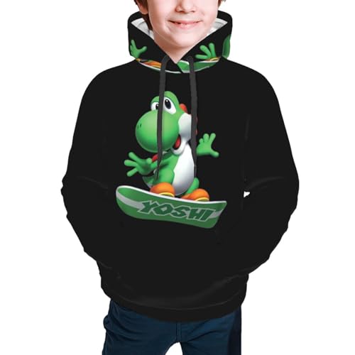 GYDJYWFRN Yoshi Kinder Hoodies Sweatshirt Für Teenager Mädchen Jungen Langarm Niedlichen Hoodies Pullover Tops von GYDJYWFRN