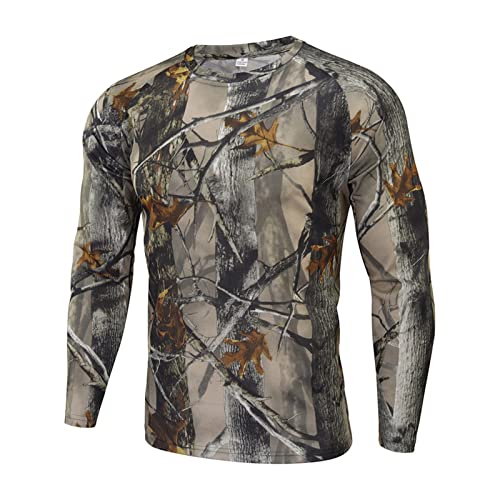 Langarm-Baselayer Langarmshirt Für Herren, Schnell Trocknendes Camouflage-T-Shirt, Atmungsaktiv, Militärkleidung Für Outdoor-Jagd, Camping, Angeln (Maple Leaf,L) von GYHH