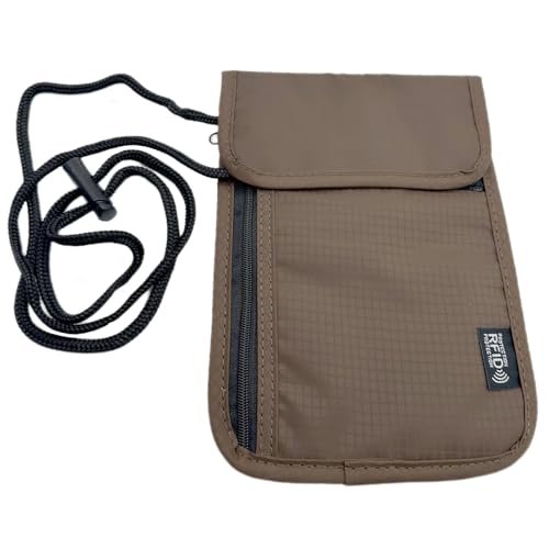 GYHWOFUL Brustbeutel Mit RFID-Schutz, Unisex Brusttasche, Diebstahlsichere Kleine, Umhängegeldbeutel Herren Damen Jungen Mädchen Kinder, Reisepass Tasche, Chest Bag (Kaffee) von GYHWOFUL