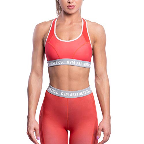 GYM AESTHETICS 1+1 Push up Sport BH Damen rückenfrei Gepolstert Gekreuzt Rücken Schnelltrocknend Sport BH Starker Halt Vorderverschluss Ohne Bügel Gepolstert Yoga Bustier Für Fitness und Sport von GYM AESTHETICS