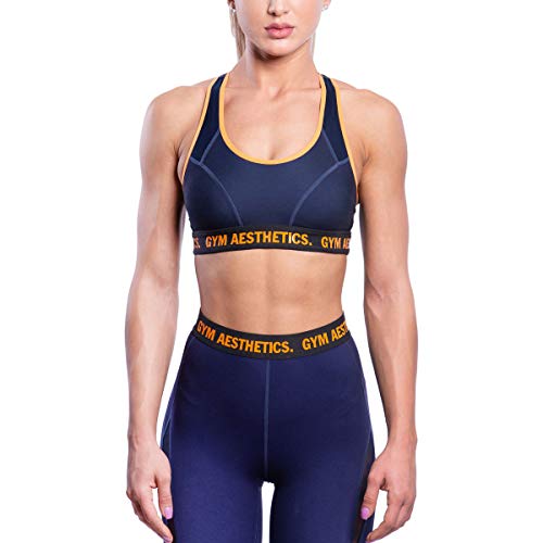 GYM AESTHETICS 1+1 Push up Sport BH Damen rückenfrei Gepolstert Gekreuzt Rücken Schnelltrocknend Sport BH Starker Halt Vorderverschluss Ohne Bügel Gepolstert Yoga Bustier Für Fitness und Sport von GYM AESTHETICS