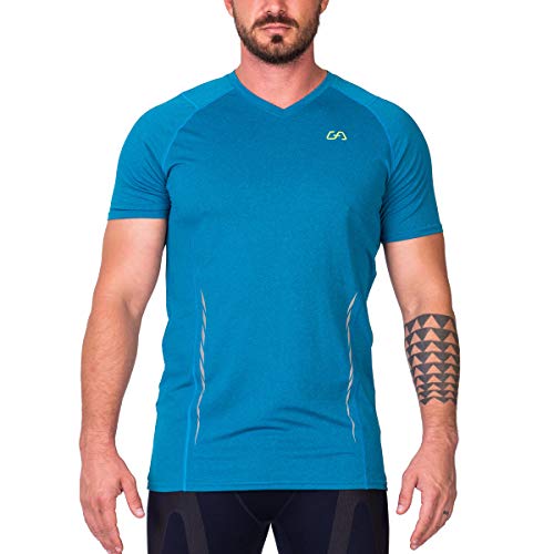 GYM AESTHETICS | 4 in 1 Bodybuilding Shirt Herren V-Neck Fitness Shirt Herren Slim-Fit Funktionsshirt UV-Schutz Anti schweiß Sport Tshirts trainingsshirt Herren, für Krafttaining und andere Sport von GYM AESTHETICS