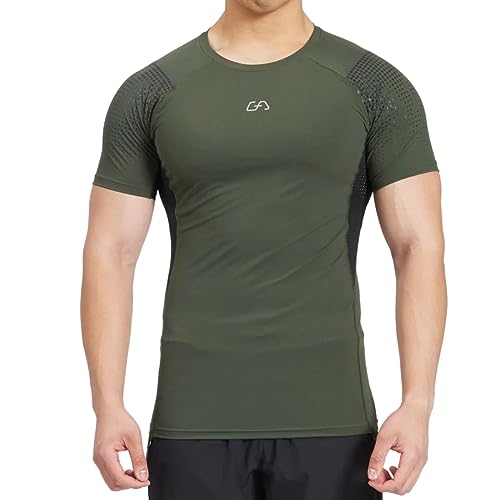 GYM AESTHETICS | 4 in 1 Wesentlich Tight-Fit Sport Tshirts Herren Dichte Maschen Bodybuilding Shirt UV-Schutz Anti schweiß Fitness Shirt Gym Shirt Herren, trainingsshirt für Krafttaining und Sport von GYM AESTHETICS