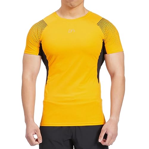 GYM AESTHETICS | 4 in 1 Wesentlich Tight-Fit Sport Tshirts Herren Dichte Maschen Bodybuilding Shirt UV-Schutz Anti schweiß Fitness Shirt Gym Shirt Herren, trainingsshirt für Krafttaining und Sport von GYM AESTHETICS