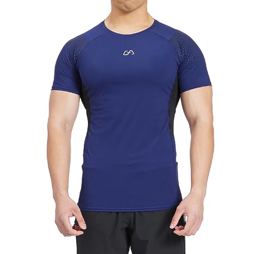 GYM AESTHETICS | 4 in 1 Wesentlich Tight-Fit Sport Tshirts Herren Dichte Maschen Bodybuilding Shirt UV-Schutz Anti schweiß Fitness Shirt Gym Shirt Herren, trainingsshirt für Krafttaining und Sport von GYM AESTHETICS