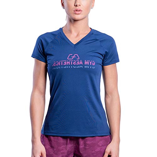 GYM AESTHETICS Sportshirt Damen Kurzarm Fitness Shirt Sport Oberteile Damen Funktionsshirt Damen Anti-schweiß Trainingsshirt Sportbekleidung Damen Tops von GYM AESTHETICS