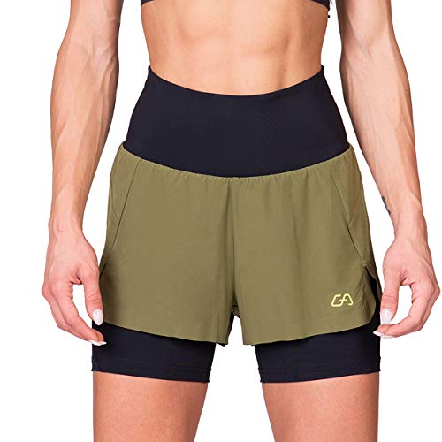 GYM AESTHETICS Frauen 2 in 1 Kurze Laufshorts, Damen Sport Shorts, Outdoor Jogginghose, Leichte schnell trocknende Sporthosen Yoga, Tennis, Fitnessstudio, Training, Fitness Shorts mit Taschen von GYM AESTHETICS