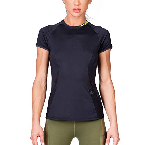 GYM AESTHETICS Sportshirt Damen Kurzarm Fitness Shirt Damen Sport Oberteile Damen Funktionsshirt Damen Atmungsaktiv Anti-schweiß Trainingsshirt Sportbekleidung Slim Fit Damen Tops Für Gym und Training von GYM AESTHETICS