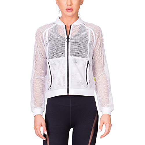 GYM AESTHETICS | Damen Freizeit Bodymesh Sportjacke Trainingsjacke Atmungsaktiv Leicht, Für Training und andere Sport in Weiß (S) von GYM AESTHETICS