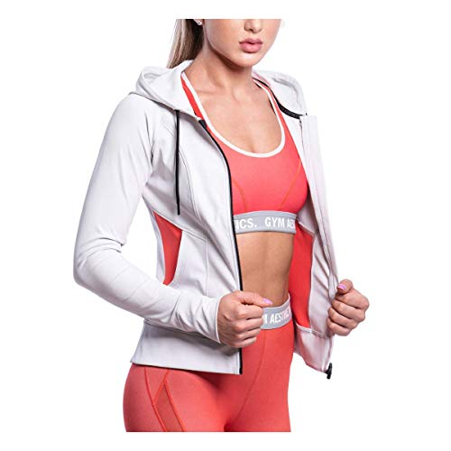 GYM AESTHETICS Damen Funktions Baumwollhandgefühl Kapuzenjacke mit Reißverschluss Atmungsaktiv Sweatjacke Hoodie Slim Training Jacke Outdoor Jacken, Für Training und andere Sport von GYM AESTHETICS