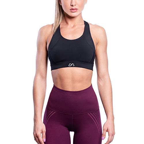 GYM AESTHETICS 1+1 Push up Sport BH Damen rückenfrei Gepolstert Gekreuzt Rücken Schnelltrocknend Sport BH Starker Halt Vorderverschluss Ohne Bügel Gepolstert Yoga Bustier Für Fitness und Sport von GYM AESTHETICS