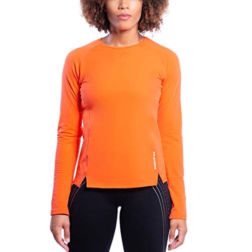 GYM AESTHETICS Damen Performance T-Shirt Langarm Rundhals Raglanärmel Slim Fit Italienischer Stoff Bewegungsfreiheit, Outrun und andere Sport in Orange(M) von GYM AESTHETICS