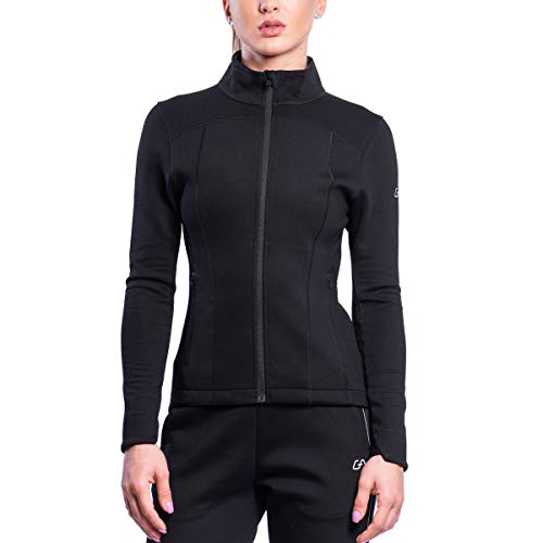 GYM AESTHETICS | Damen Taillierte Trainingsjacke Leichte Softshelljacken Slim Fit mit Reißverschluss, Yoga und andere Sportin Schwarz (L) von GYM AESTHETICS