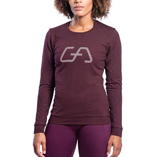 GYM AESTHETICS Damen Training T-Shirt Langarm Rundhals UV-Schutz Antistatisch Feuchtigkeitsregulierung, Fitness und andere Sportart in Melange Burgund(S) von GYM AESTHETICS