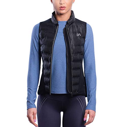 GYM AESTHETICS Damen Softshell Weste - Wanderjacke Outdoor, Ultraleicht, Wasserdicht, Wasserabweisend - Atmungsaktiv, Running Hybrid Jacke mit Kapuze und Reißverschluss - Farbe Schwarz, Größe von GYM AESTHETICS