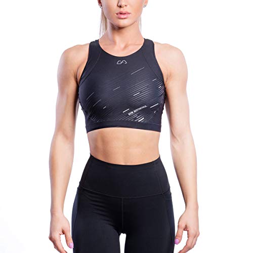 GYM AESTHETICS 1+1 Push up Sport BH Damen rückenfrei Gepolstert Gekreuzt Rücken Schnelltrocknend Sport BH Starker Halt Vorderverschluss Ohne Bügel Gepolstert Yoga Bustier Für Fitness und Sport von GYM AESTHETICS