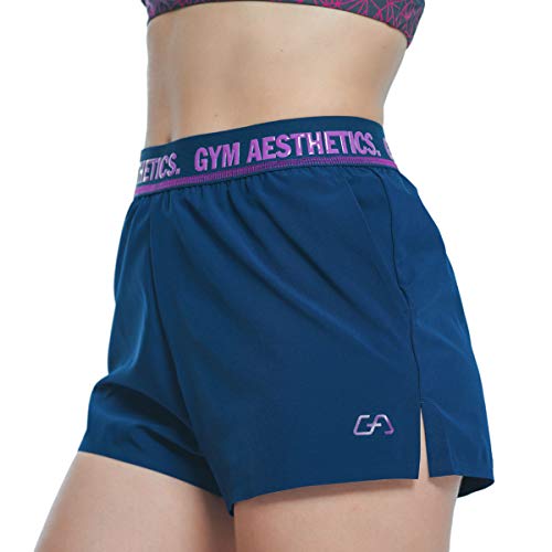 GYM AESTHETICS Frauen 2 in 1 Kurze Laufshorts, Damen Sport Shorts, Outdoor Jogginghose, Leichte schnell trocknende Sporthosen Yoga, Tennis, Fitnessstudio, Training, Fitness Shorts mit Taschen von GYM AESTHETICS