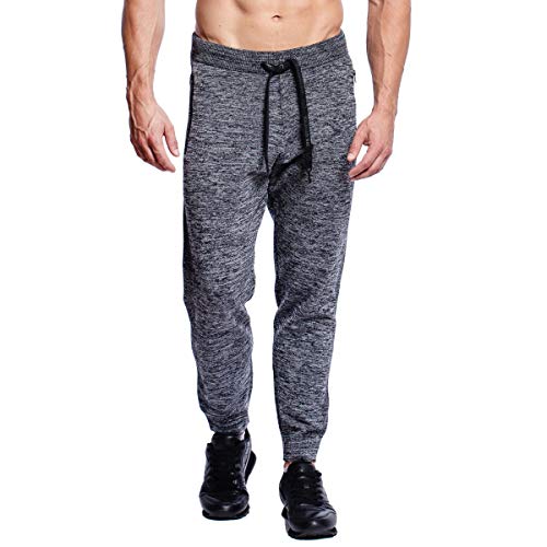 GYM AESTHETICS | Herren Active Relax Jogginghosen Laufhosen Sporthosen Bewegungsfreiheit Mit Jacquard-Muster, Jungen und andere Sport in Melange Grau (L) von GYM AESTHETICS