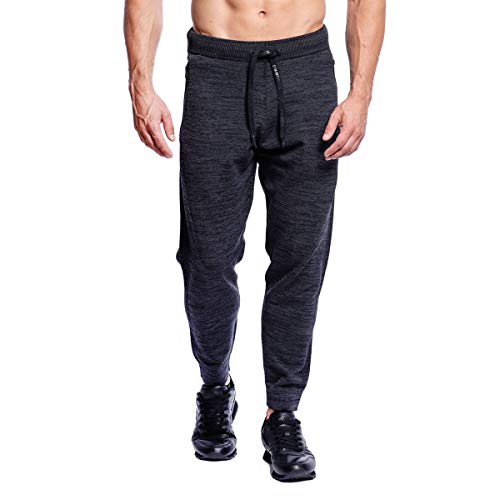 GYM AESTHETICS | Herren Active Relax Jogginghosen Laufhosen Sporthosen Bewegungsfreiheit Mit Jacquard-Muster, Jungen und andere Sport in Melange Holzkohle (L) von GYM AESTHETICS