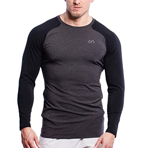 GYM AESTHETICS | Herren Langarm Fitness Funktionsshirt Slim Fit Gym T-Shirt Bodybuilder Trainingsshirt sportliches und atmungsaktives Langarmshirt Langärmliges Sportshirt Laufshirt für Männer von GYM AESTHETICS