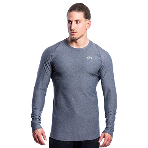 GYM AESTHETICS | Herren Langarm Fitness Funktionsshirt Slim Fit Gym T-Shirt Bodybuilder Trainingsshirt sportliches und atmungsaktives Langarmshirt Langärmliges Sportshirt Laufshirt für Männer von GYM AESTHETICS