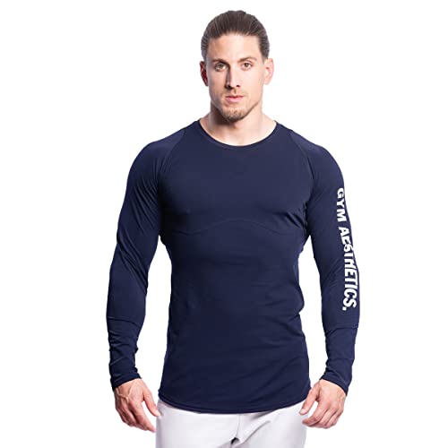 GYM AESTHETICS | Herren Langarm Fitness Funktionsshirt Slim Fit Gym T-Shirt Bodybuilder Trainingsshirt sportliches und atmungsaktives Langarmshirt Langärmliges Sportshirt Laufshirt für Männer von GYM AESTHETICS