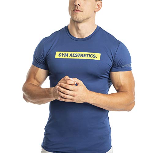 GYM AESTHETICS | Herren Wesentlich Tight-Fit Sport Tshirt Herren Dichte Maschen UV-Schutz Antistatisch Slim Fit Gym Shirt Herren, Fitness Shirt für Bodybuilding, Krafttaining Training und Sport von GYM AESTHETICS