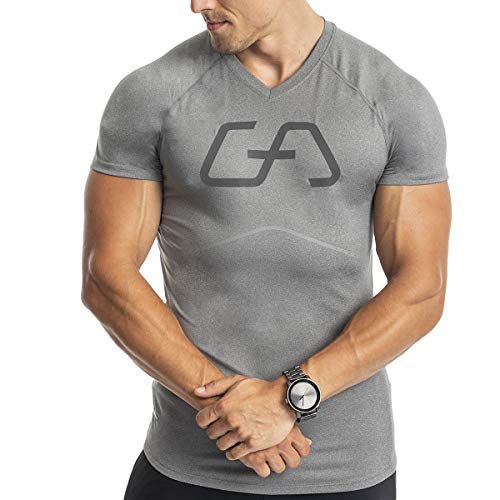 GYM AESTHETICS | 4 in 1 Bodybuilding Shirt Herren V-Neck Fitness Shirt Herren Slim-Fit Funktionsshirt UV-Schutz Anti schweiß Sport Tshirts trainingsshirt Herren, für Krafttaining und andere Sport von GYM AESTHETICS