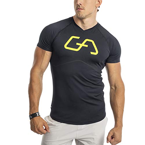 GYM AESTHETICS | 4 in 1 Bodybuilding Shirt Herren V-Neck Fitness Shirt Herren Slim-Fit Funktionsshirt UV-Schutz Anti schweiß Sport Tshirts trainingsshirt Herren, für Krafttaining und andere Sport von GYM AESTHETICS