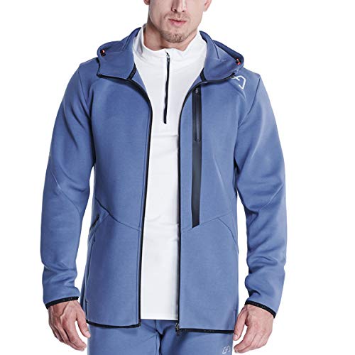 GYM AESTHETICS | Herren OutRun Jacke Softshelljacke Sportjacke Laufjacke mit Reißverschluss Muskelbetontes, Rennen und andere Sport in Blau (XL) von GYM AESTHETICS