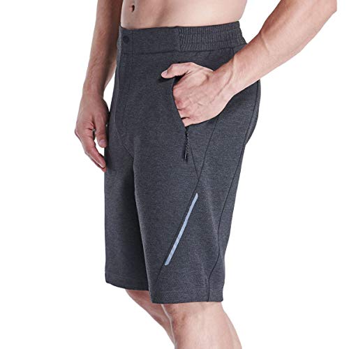 GYM AESTHETICS | Herren Outrun 9 Zoll Short Sporthose Kurze Hose Slim Fit Wärmeregulierung Bewegungsfreiheit mit Taschen in Melange Holzkohle (XXL) von GYM AESTHETICS