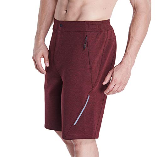 GYM AESTHETICS | Herren Outrun 9 Zoll Short Sporthose Kurze Hose Slim Fit Wärmeregulierung Bewegungsfreiheit mit Taschen in Melange Rot (M) von GYM AESTHETICS