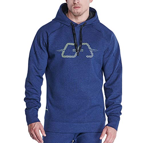 GYM AESTHETICS | Herren Outrun Kapuzenpullover Atmungsaktiv Leicht Slim Fit, Jungen und andere Sport in Melange Navy (M) von GYM AESTHETICS