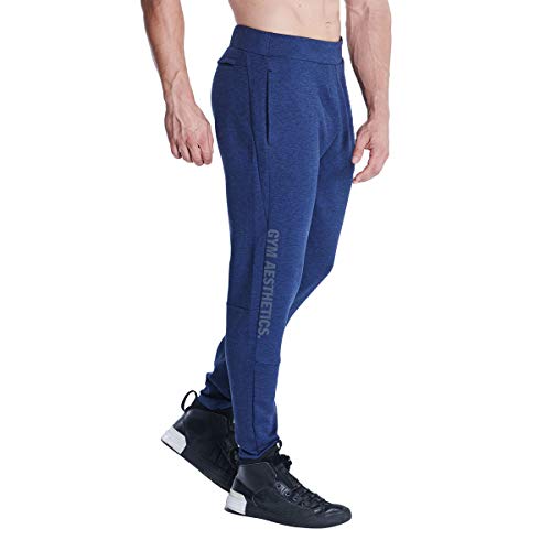 GYM AESTHETICS | Herren Outrun Straight-Fit Jogginghosen Sporthose Freizeithose Slim Fit Wärmeregulierung, Jungen und andere Sport in Melange Navy (L) von GYM AESTHETICS