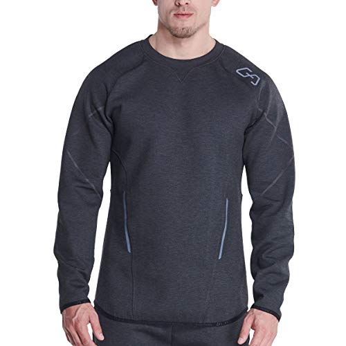 GYM AESTHETICS Herren Outrun Sweatshirt Slim Fit Langarm Bewegungsfreiheit Atmungsaktivität, Für Outrun und andere Sport in Melange Holzkohle(L) von GYM AESTHETICS