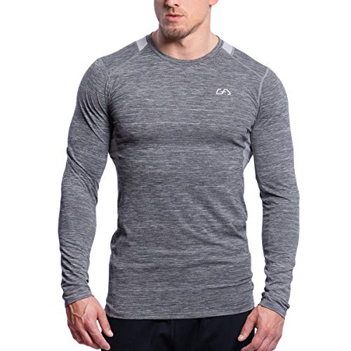 GYM AESTHETICS | Herren Langarm Fitness Funktionsshirt Slim Fit Gym T-Shirt Bodybuilder Trainingsshirt sportliches und atmungsaktives Langarmshirt Langärmliges Sportshirt Laufshirt für Männer von GYM AESTHETICS